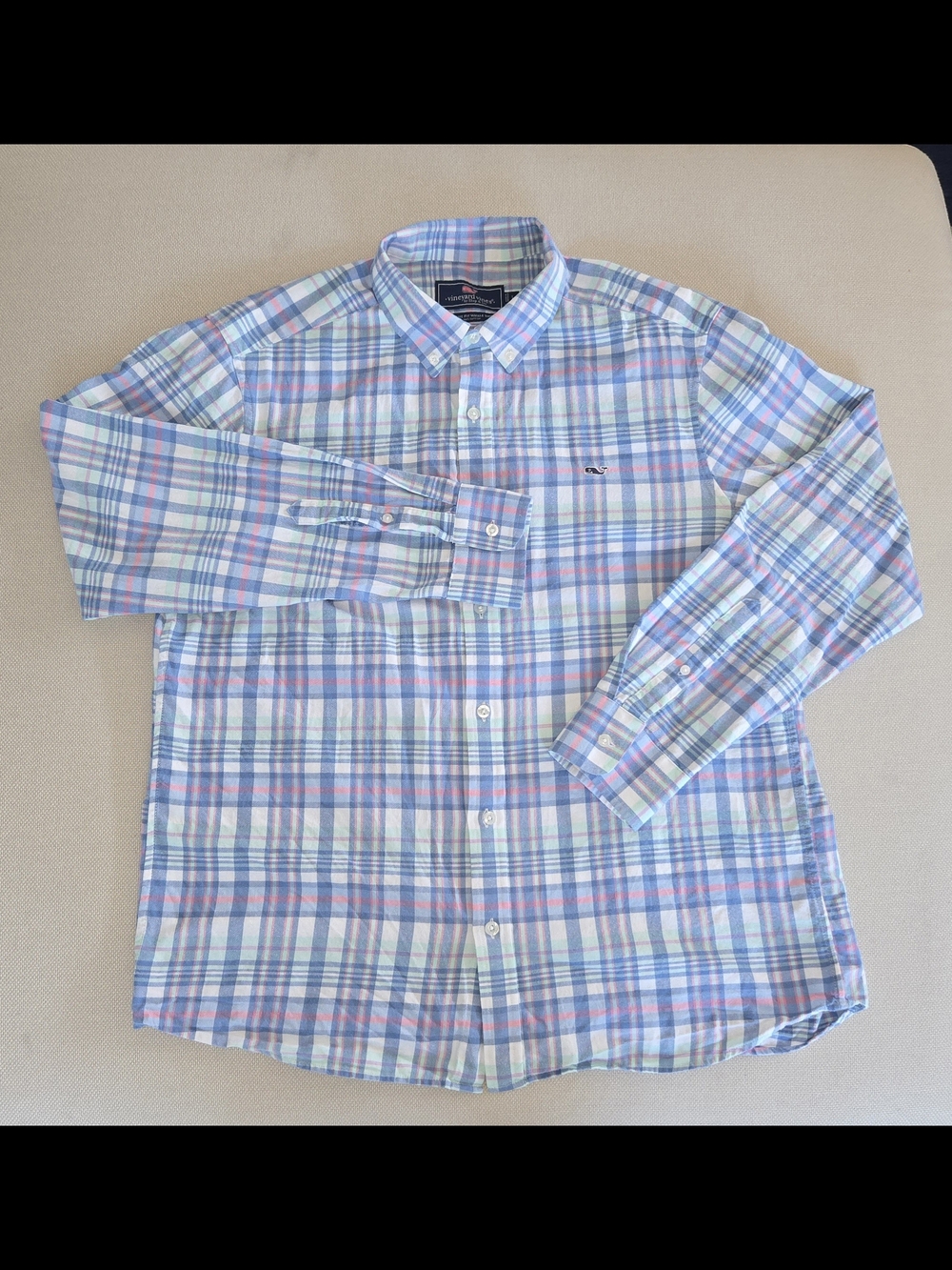 Vineyard Vines Men’s Plaid Button-Down Classic Fit Whale Shirt LARGE Preppy